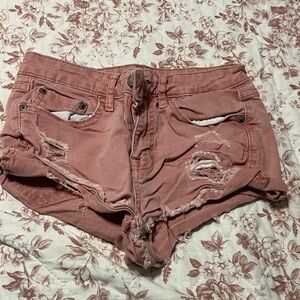 Aeropostale Pink Distressed Jean Shorts